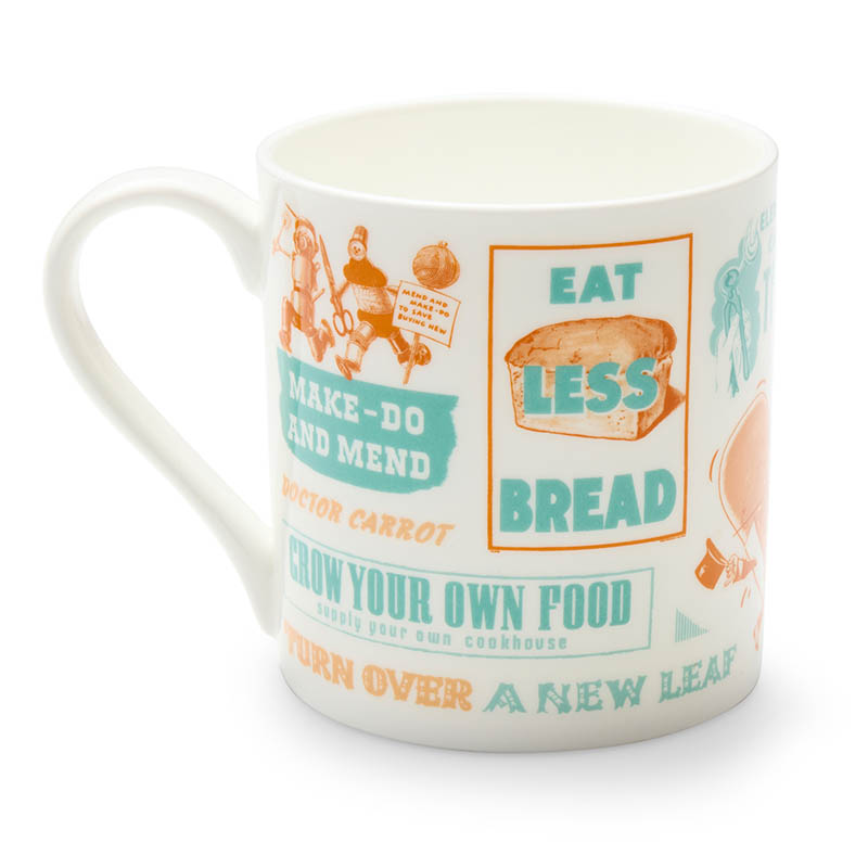 second world war homefront eat less bread  grow your own poster white china tea mug main image